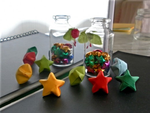 Square Jar Of Rainbow Lucky Origami Wishing Stars Paper Origami