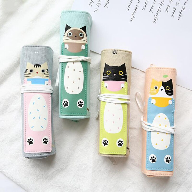 Cute Kitty Roll Up Pencil Case